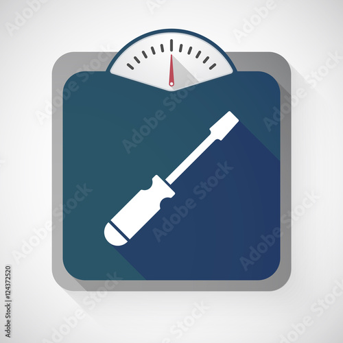 Isolated long shadow body weight scale with a screwdriver