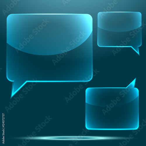Transparent glossy glass speech bubble set
