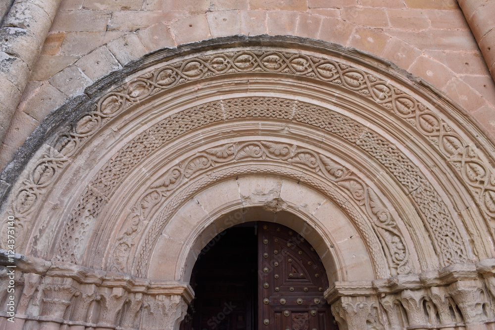Romanesque Entrance of San Vicente de Siguenza, Guadalajara province, Spain