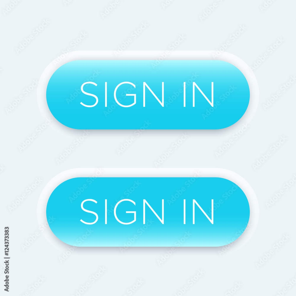 sign in blue buttons for websites, vector illustration