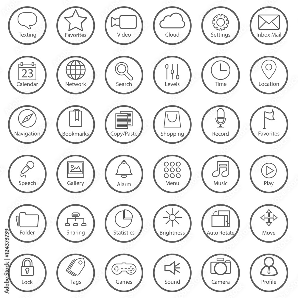 Set of universal modern thin line icons for web and mobile Set of universal modern thin line icons for web and mobile