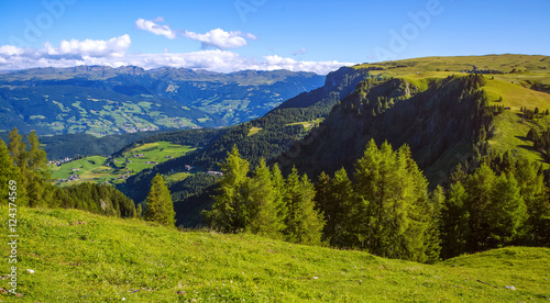 Amazing Dolomite Alps. View from Alpe di Siusi, Italy