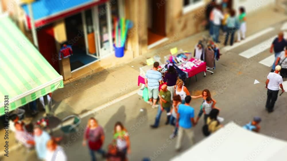 custom made wallpaper toronto digitalCrowd of anonymous People Shopping on a Street Market tilt shift miniature effect time lapse timelapse