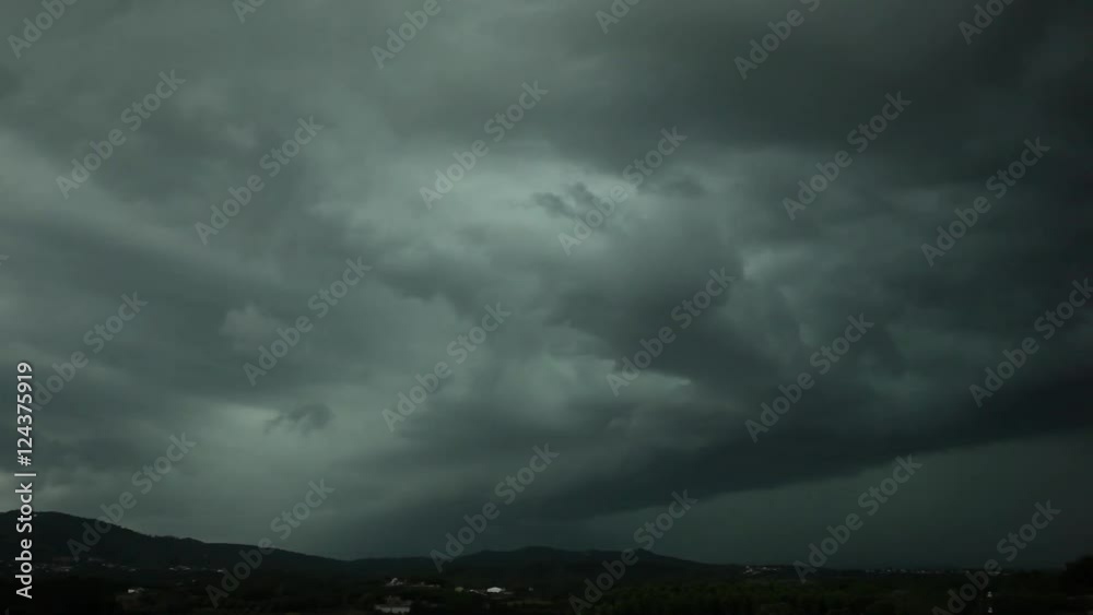 Supercell Storm Time Lapse with Lightning big dark stormy clouds with rain Supercell Storm Time Lapse with Lightning big dark stormy clouds with rain