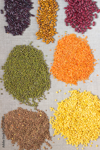 Lentils and beans of various colors. top view. © 201122