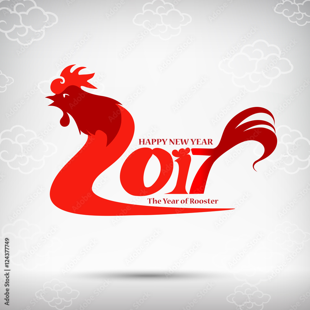 Happy new year 2017 chinese art style red rooster for design and Stock ...