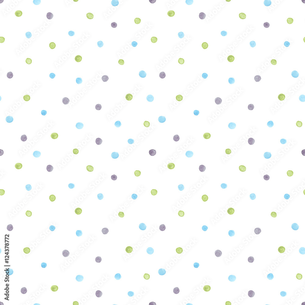 Watercolor seamless pattern with  painted dots