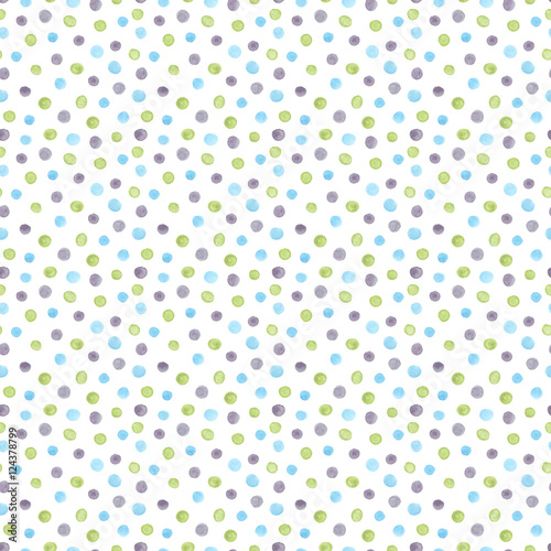 Watercolor seamless pattern with painted dots, candy, jellybeans