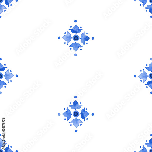 Watercolor delft blue style seamless pattern
