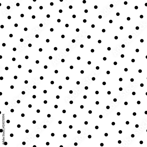 Polka dot vector monochrome seamless pattern, black circles on white background. Abstract endless texture, design element for prints, cover, banner, fabric, textile, wallpaper, decoration, digital