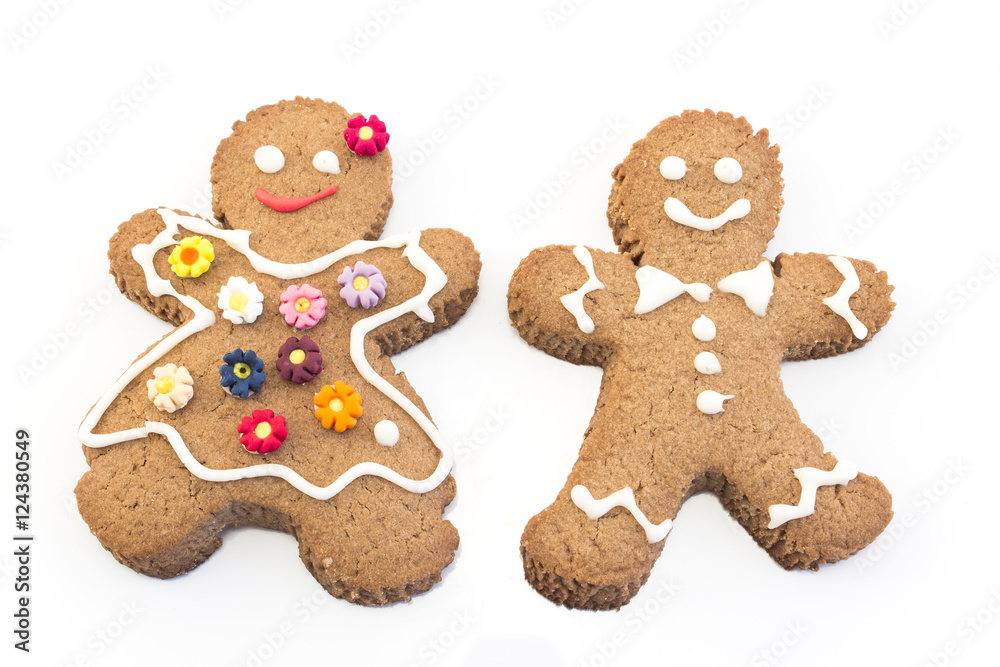 Gingerbread Couple Cookies on White Background Gingerbread Couple Cookies on White Background