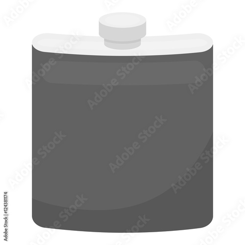 Hip flask icon in monochrome style isolated on white background. Hunting symbol stock vector illustration.