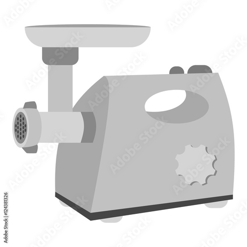 Electical meat grinder icon in monochrome style isolated on white background. Kitchen symbol stock vector illustration.