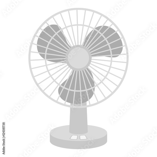 Fan icon in monochrome style isolated on white background. Household appliance symbol stock vector illustration.