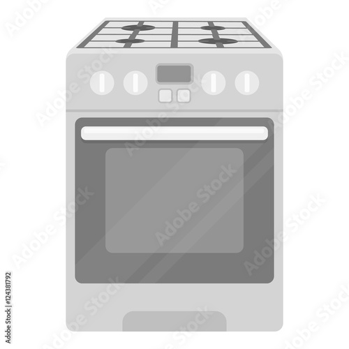 Kitchen stove icon in monochrome style isolated on white background. Household appliance symbol stock vector illustration.