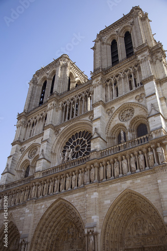 Famous Notre Dame cathedral in Paris, France