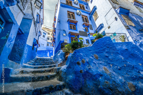 Color image of a street inthe famous blue town Chefchaouen, Morocco. © Mariana Ianovska