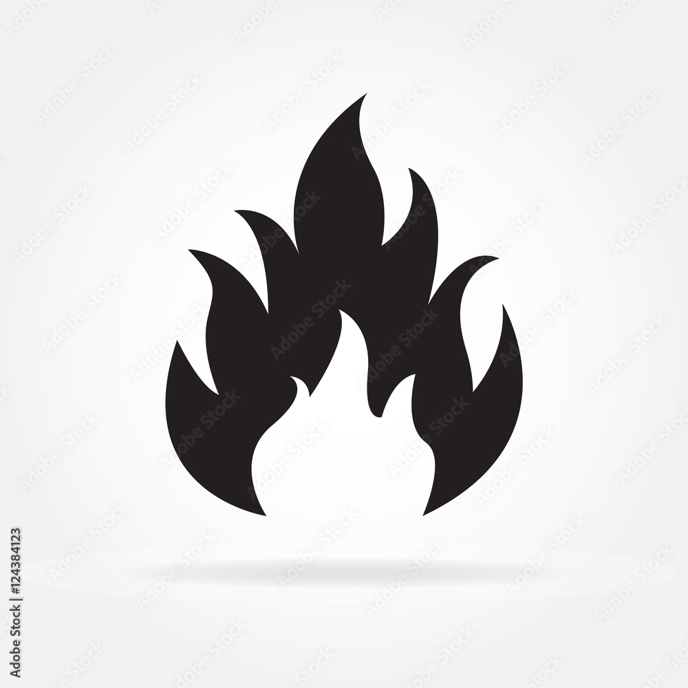 Fire or flame icon isolated on white background. Vector illustration.