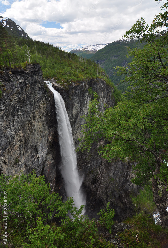 Vettisfossen, Norway, Jotunheimen  National Park. Jotunheimen  National Park is a national park in Norway, recognized as one of the country's premier hiking and fishing regions.