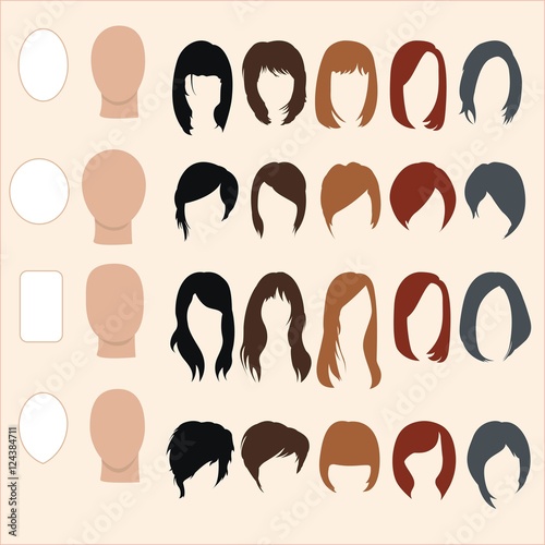 Set of hairstyles for different face shapes