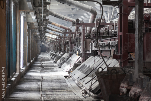 Fototapeta Electrolysis workshop at an aluminum plant