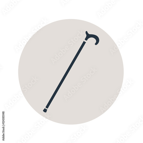 Icono plano baston de caballero en circulo gris