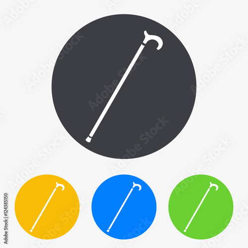 Icono plano baston de caballero en circulo varios colores