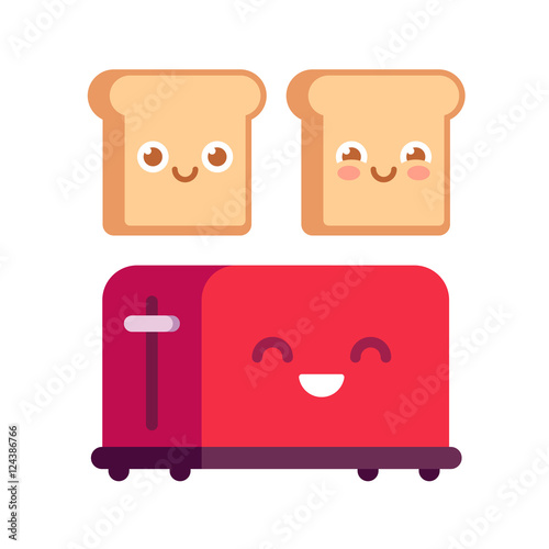 Cartoon toaster with toasts