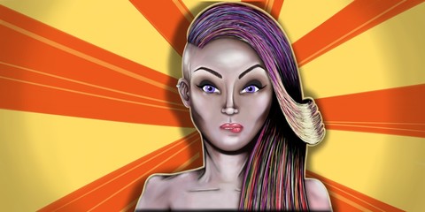 Fotobehang Pop art Blond popart meisje met tekstballon  © veeksegal