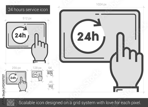 Twenty four hours service line icon.