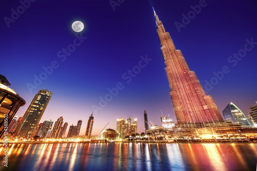 Leinwand Poster Burj Khalifa night landscape