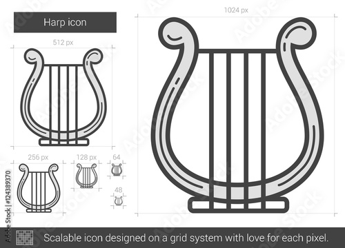 Harp line icon.