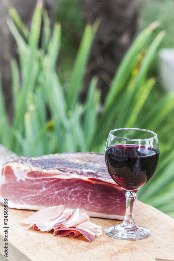 Italian speck with red wine