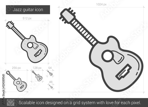 Jazz guitar line icon.