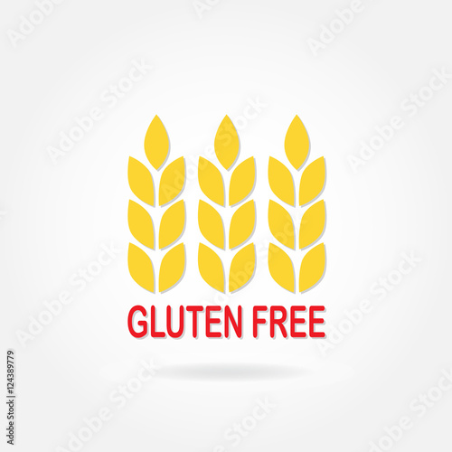 Gluten free sign or label with wheat icon. Infographics element for food packaging. Colorful vector illustration.