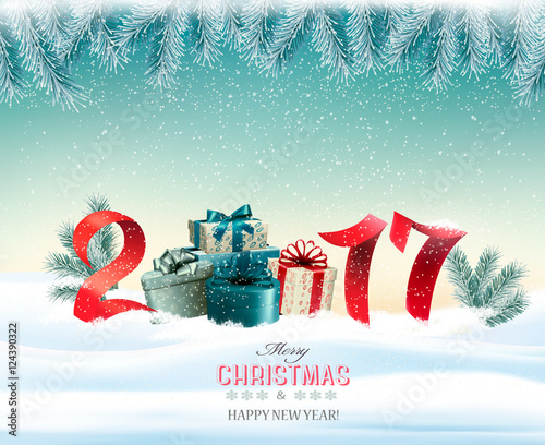 Happy new year 2017! New year design template Vector illustratio