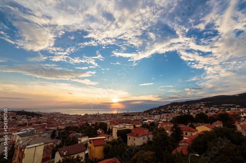 sunset on the city of Trieste