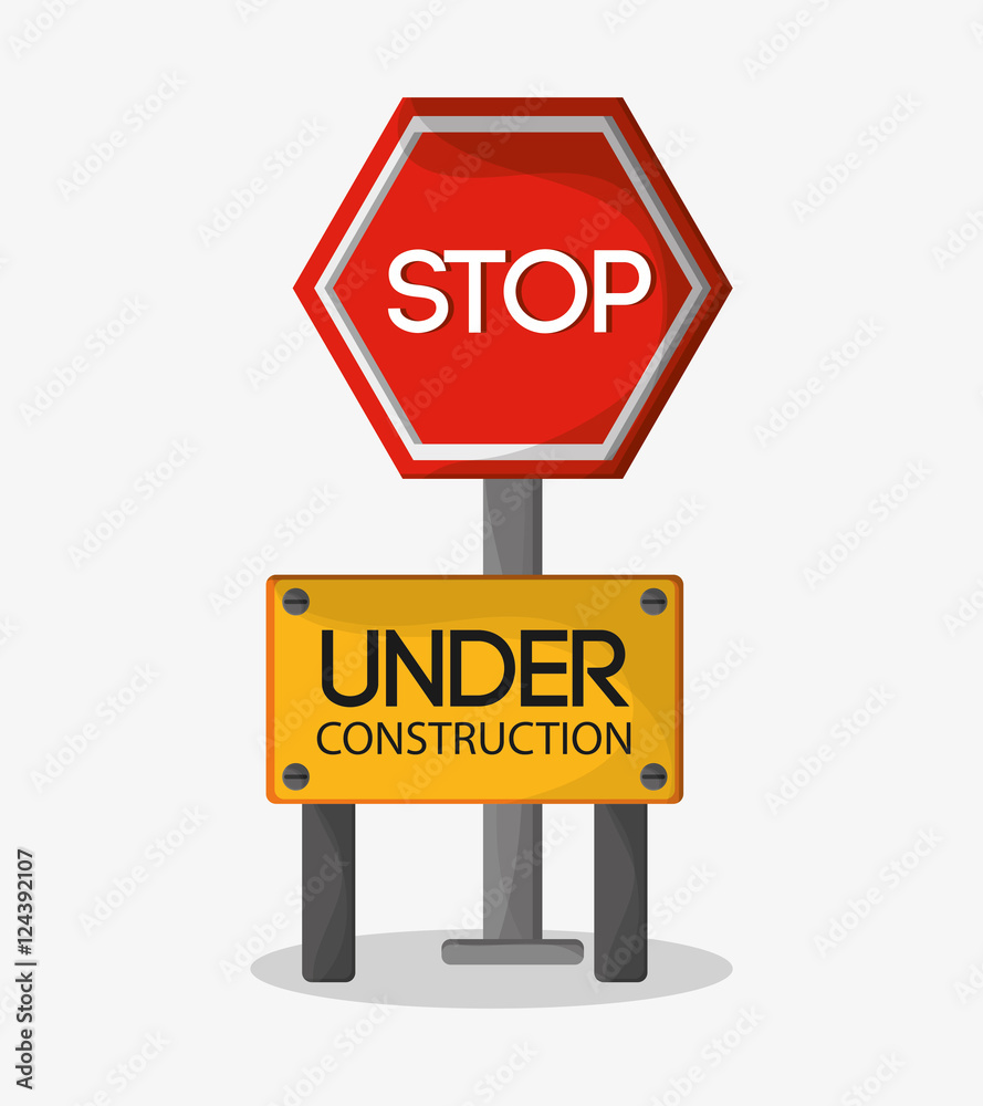 Stop Sign Icon Under Construction Work Repair And Progress Theme Colorful Design Vector Illustration Stock Vector Adobe Stock