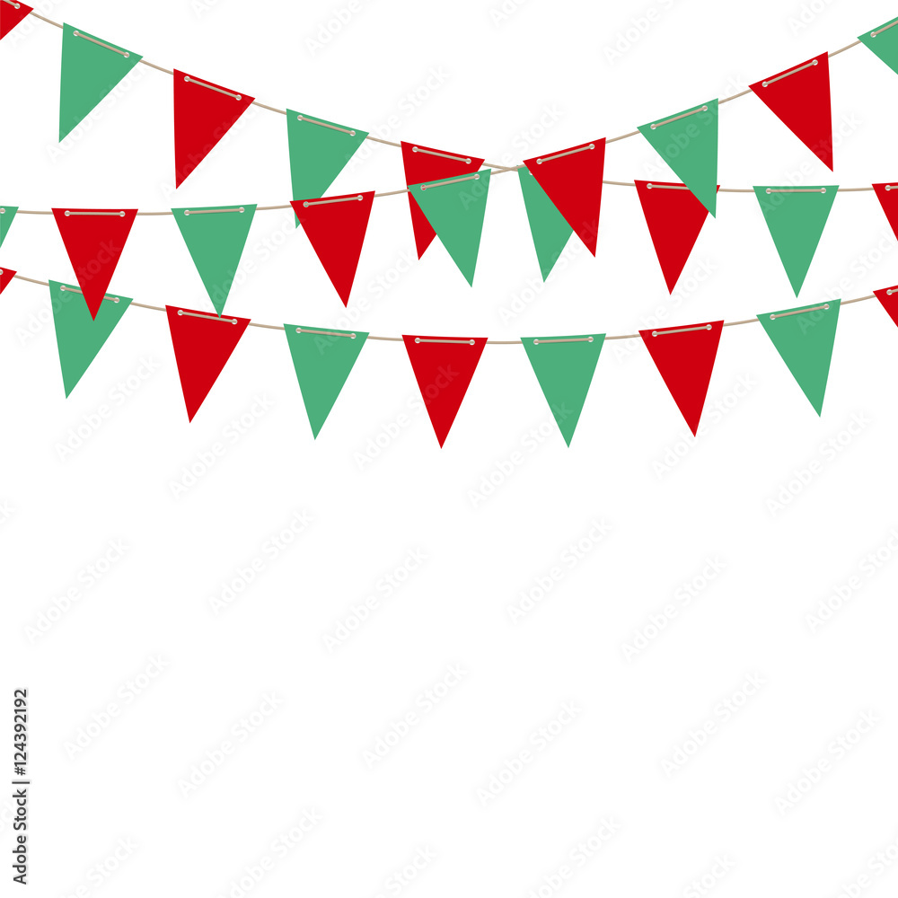 Christmas flag garland on white background Christmas flag garland on white background