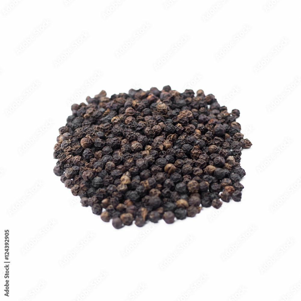 Black pepper on a white background Black pepper on a white background