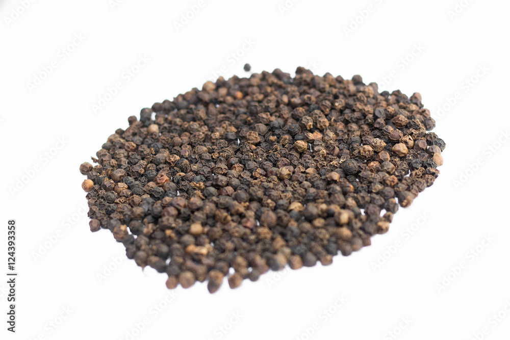 Black pepper on a white background Black pepper on a white background