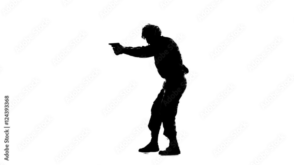 Pistol in hand. Silhouette Pistol in hand. Silhouette