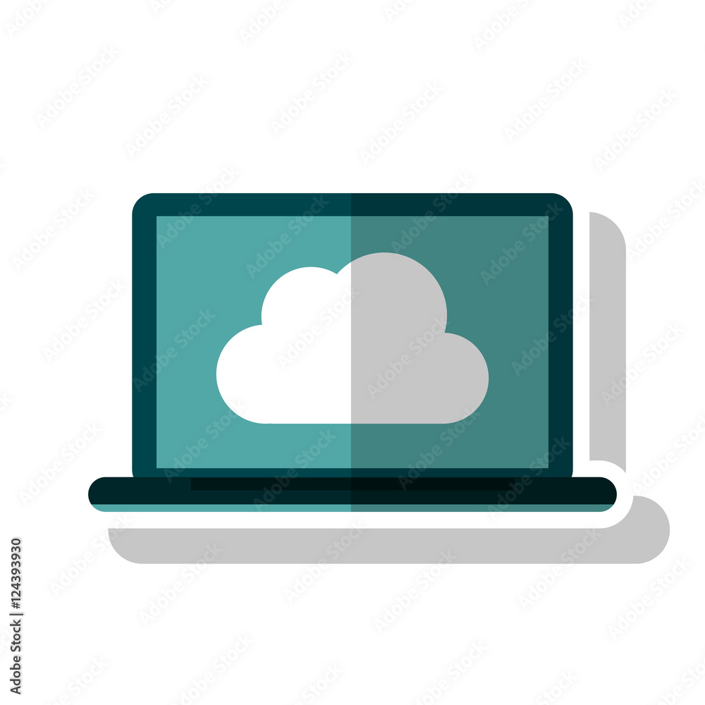 Cloud inside laptop icon. Cloud computing storage technology and virtual theme. Isolated design. Vector illustration Cloud inside laptop icon. Cloud computing storage technology and virtual theme. Isolated design. Vector illustration