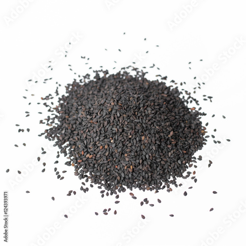 black sesame seeds isolated on white background