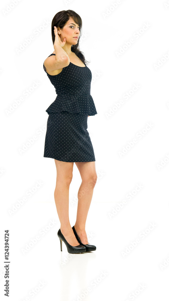 Fototapeta premium Model in studio isolated on white background full length