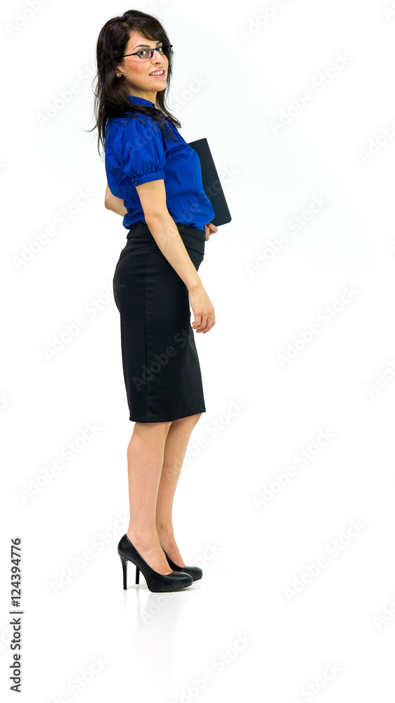 Model in studio isolated on white background full length Model in studio isolated on white background full length