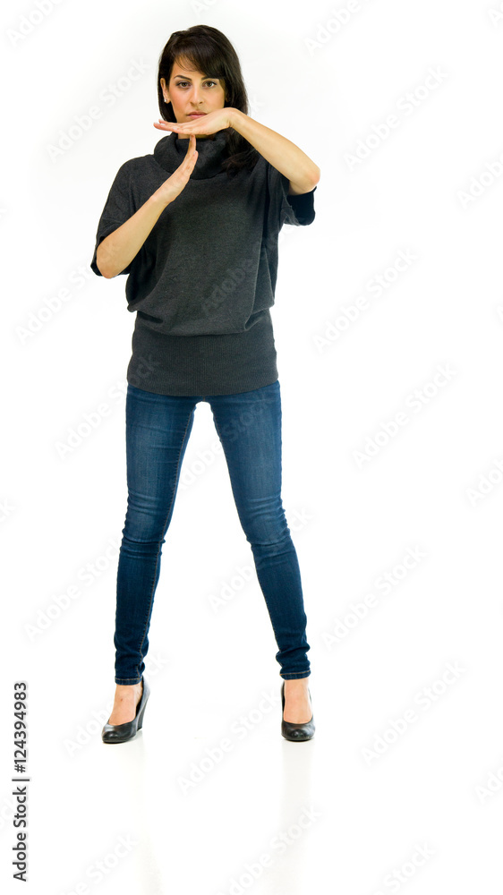 Model in studio isolated on white background full length Model in studio isolated on white background full length