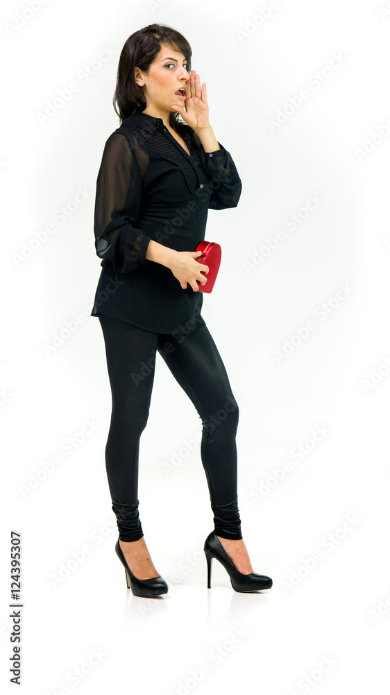 Model in studio isolated on white background full length Model in studio isolated on white background full length