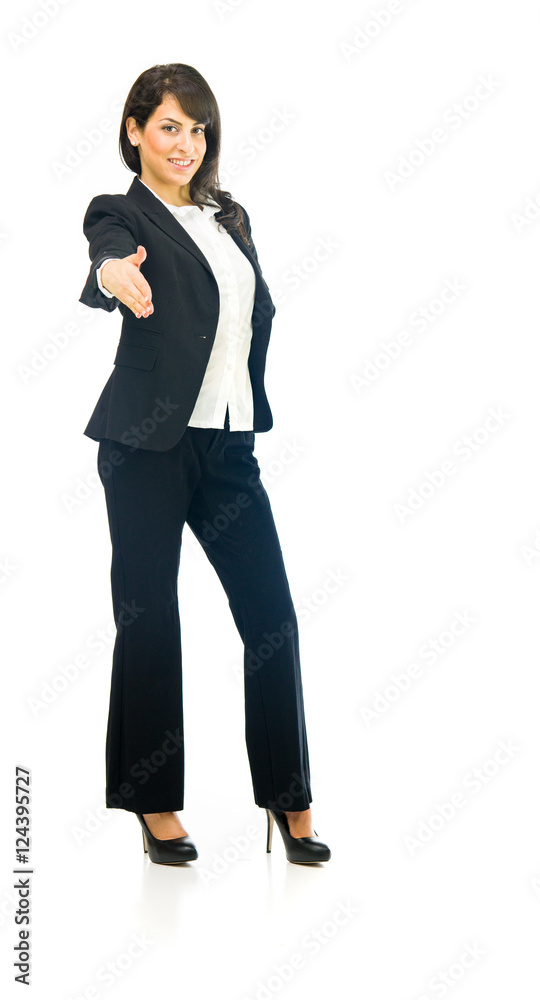 Model in studio isolated on white background full length Model in studio isolated on white background full length