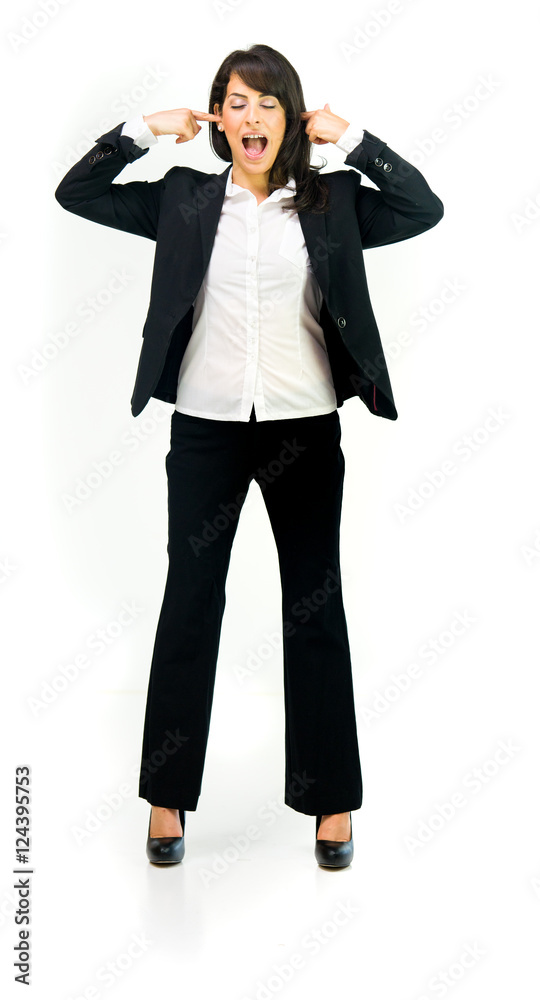 Model in studio isolated on white background full length Model in studio isolated on white background full length